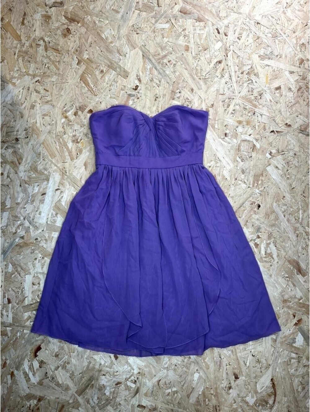 Jenny Yoo Collection Dress Womens 8 Purple Strapless Chiffon Bridesmaid Cocktail